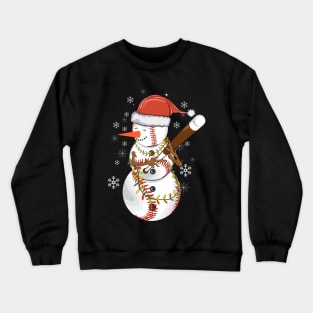 Christmas Snowman Playing Baseball for Baseball Fans Xmas Crewneck Sweatshirt